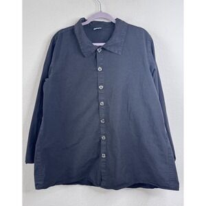 CP Shades Button Down Shirt Womens L Charcoal Relaxed Lagenlook Minimalist‎ USA